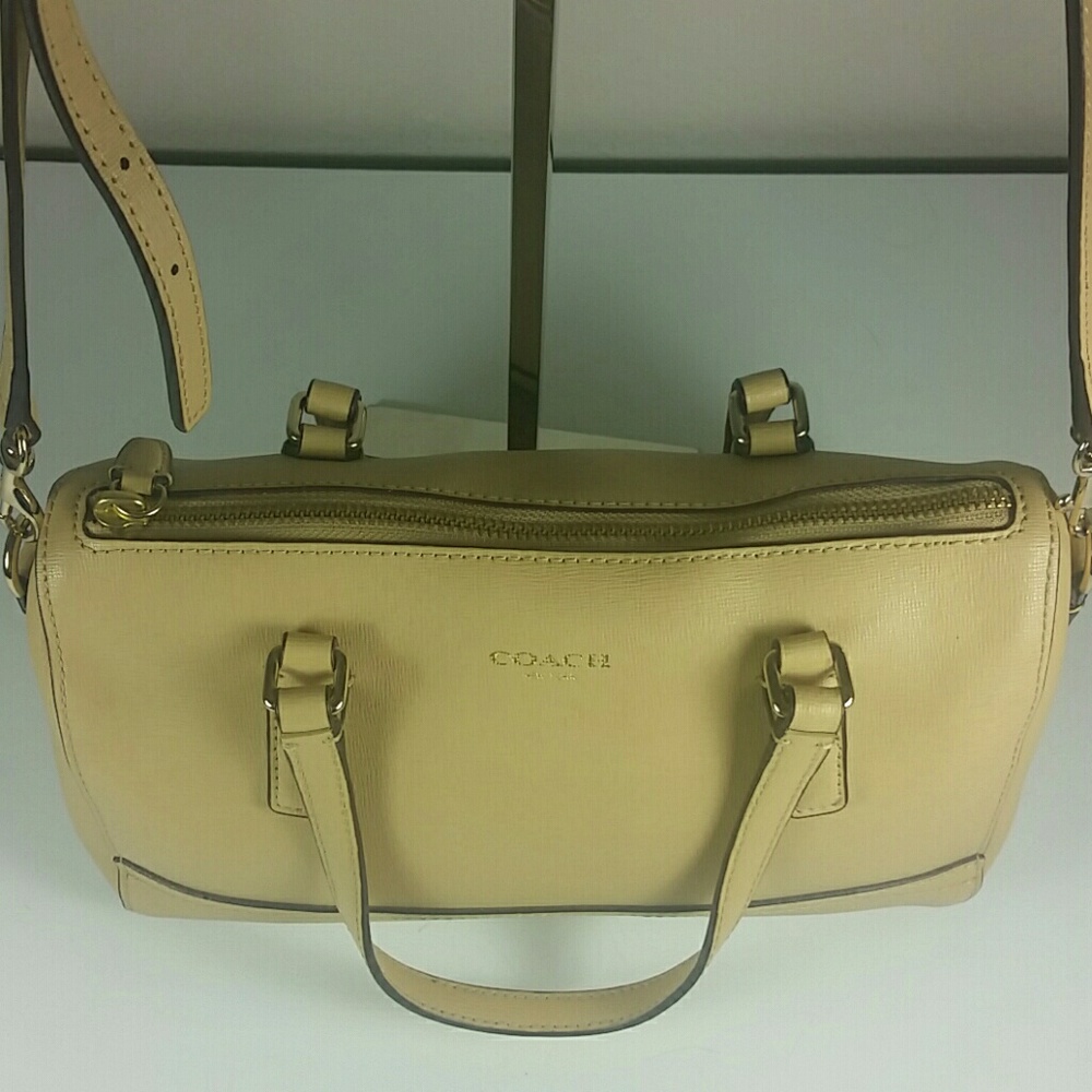 Coach bag Mini leather Satchel Tan Saffiano - Picture 3 of 8